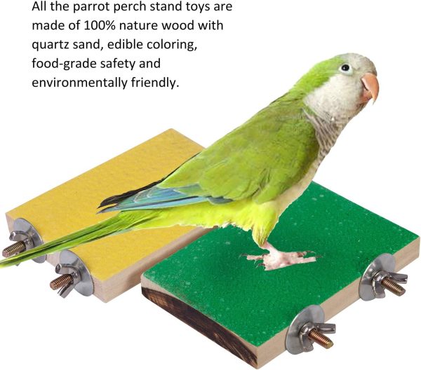 4 PCS Bird Perch Stand Toy, Wood Parrot Perch Stand Platform Paw Grinding Stick, Cage Accessories Exercise Toys Budgies Parakeet Cockatiel Conure Hamster Gerbil Rat Mouse - Image 4