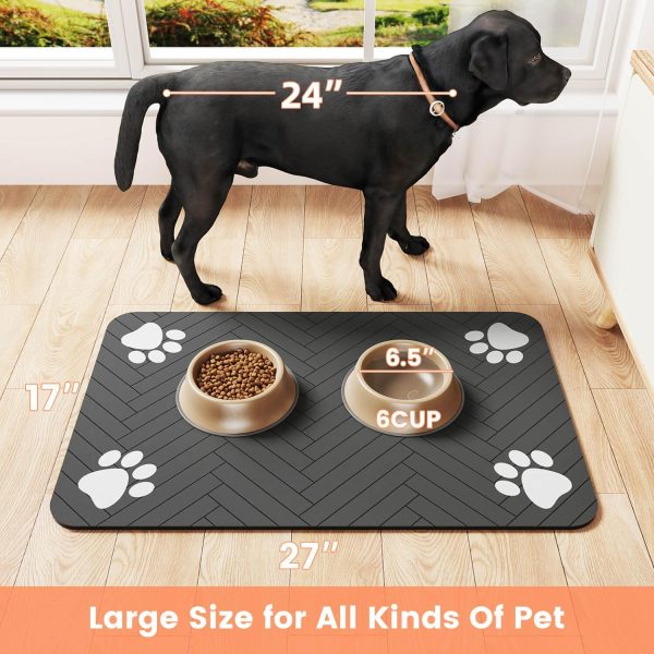 Pet Feeding Mat-Absorbent Pet Placemat for Food and Water Bowl, with Waterproof Rubber Backing, Quick Dry Water Dispenser Mat for Dog and Cat (12"x20", Striped Dark Gray) - Image 7