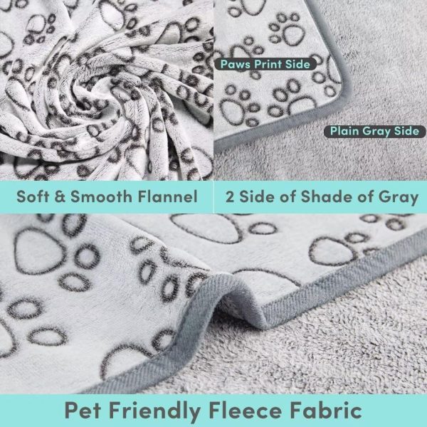 Stuffed® Premium Soft Dog Blanket Washable, 40"x32" Cat Blanket for Indoor Cats Large Medium Small Dog Gifts (Grey) - Image 2