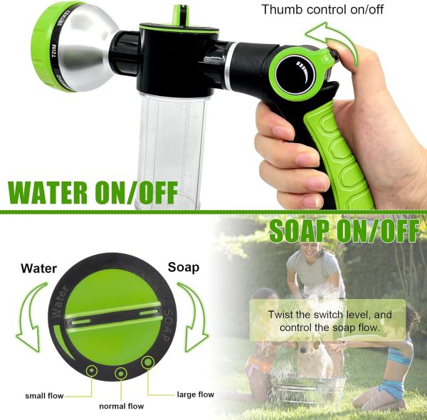 Upgraded Dog Wash Hose Attachment, 8-in-1 Sprayer Mode Garden Hose Nozzle with Pet Grooming Glove and 100cc Soap Dispenser Bottle, Adopted in Watering Flowers, Car Wash, Dog and Horse Showering - Image 3