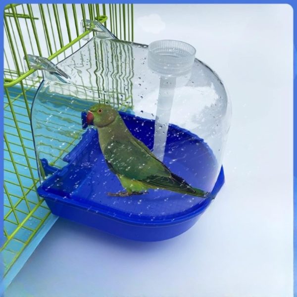 Bird Bath Cage, Cleaning Pet Supplies Bird Bathtub with Hanging Hooks Come with Free Water Injector for Parrots Spacious Parakeets Portable Shower for Most Birdcage Random Color (M)