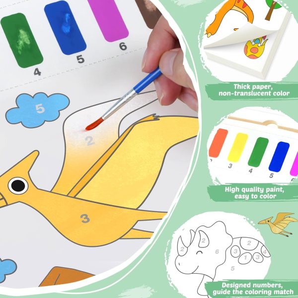 2 Pack Water Coloring Books for Toddlers - Painting Set Drawing Art Paper for Kids Mess Free Craft Supplies Toy for Kids 3 4 5 6 Halloween Thanksgiving Christmas Birthday Gift (Dinosaur&Animals) - Image 3