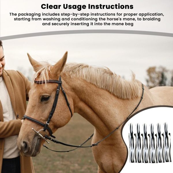 Ranch Hand Horse Mane Bags - Protect Horse's Mane from Wind, Sun, Mud, Preventing Tangles, Rubbing Out, and Breakage | Made with Lycra and Nylon (Black and White) - Image 4