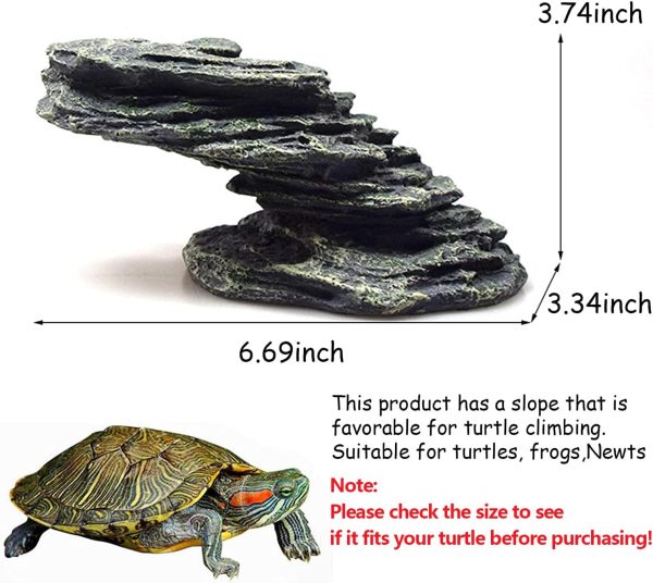 kathson Turtle Basking Platform Tortoise Dock Aquarium Landscape Decorative Climbing Ramp Shale Small Stone Ornament Rock for Frogs, Newts - Image 2