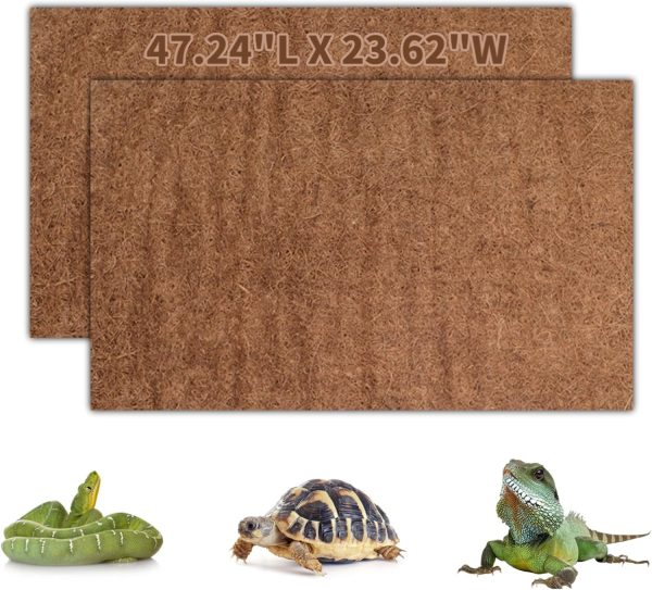 Hamiledyi Reptile Carpet Natural Coconut Fiber Tortoise Carpet Mats for Pet Terrarium Liner Reptile Supplies for Lizard Snake Chamelon Turtle Bedding Bunny Rabbit Mat (2*Sheets)