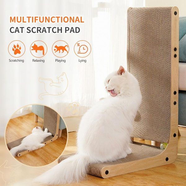 Cat Scratcher, Cat Scratching Post, Cardboard Cat Scratching Board with Ball Toy, Large Vertical L Shape Cat Scratcher Scratch Pads Cat Toys for Indoor Cats, Catnip - Image 4