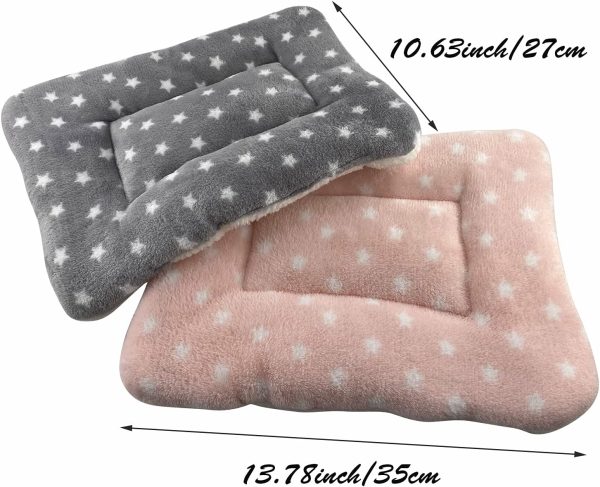 MANSHU Small Animal Plush Bed, Bunny Bed, for Bunny, Squirrel, Hedgehog, Pink and Gray 2Pcs. - Image 2