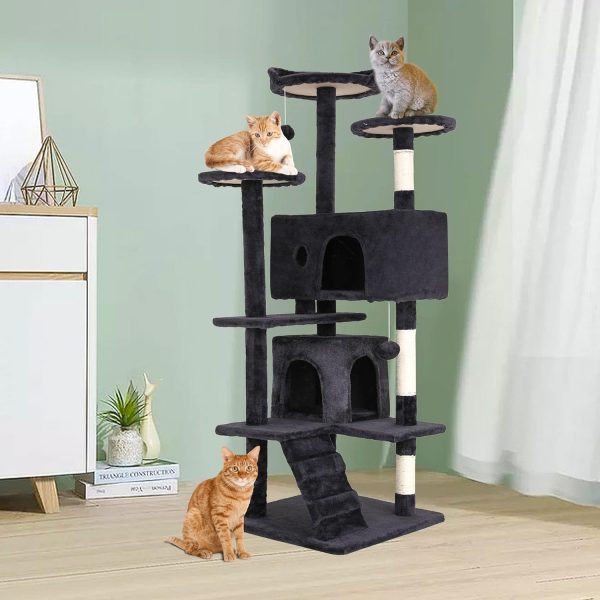 BestPet 54in Cat Tree Tower for Indoor Cats,Multi-Level Furniture Activity Center with Scratching Posts Stand House Condo Funny Toys Kittens Pet Play House,Dark Gray - Image 2