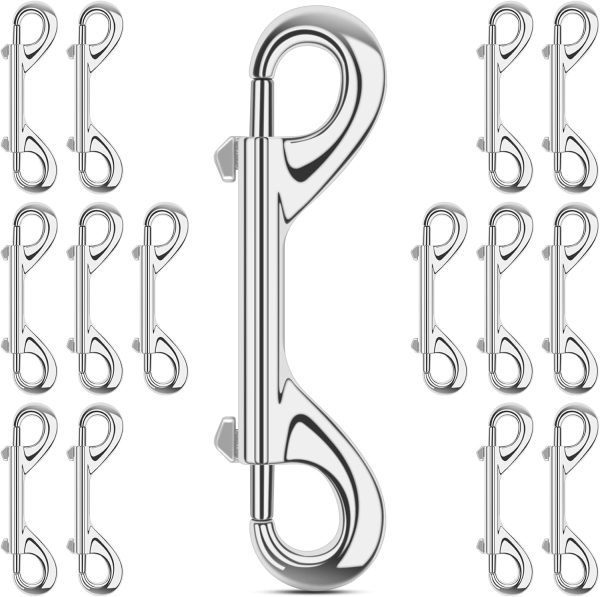 ERKOON 15 Pack Heavy Duty Snap Hooks Double Sided Clips for Hanging Horse Tack Sling Feed Buckets Dog Leash Collar Key Chain Zinc Alloy Metal Snaps Clip (4 Inch)