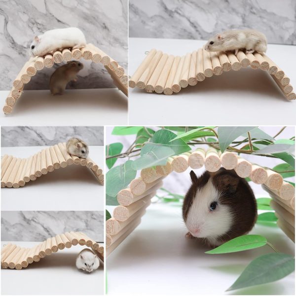 Reptile Hideout, Wooden Hermit Crab Climbing Toys, Reptile Tank Habitat Decor, Bendable Ladder Bridge Tunnel Toys for Lizard Chameleon Hamster Rats Chinchilla Guinea Pig Rabbit Bearded Dragon - Image 2