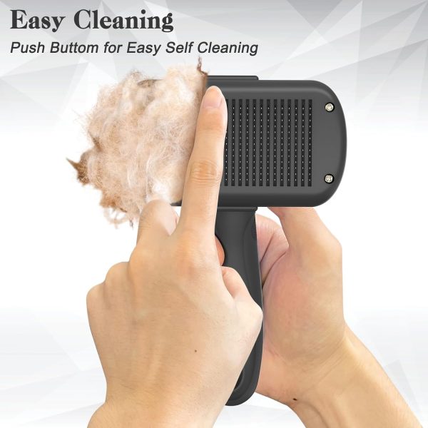 Self Cleaning Shedding Brush - Skin Friendly Grooming Tool for Dogs, Cats, and Puppies, Deshedding and Hair Removal for Long and Short Haired Pets, Black - Image 3