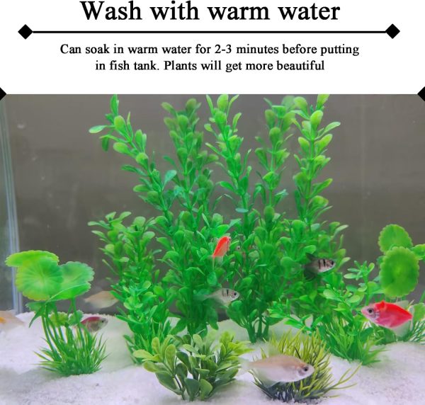 AQUANEAT Fish Tank Artificial Plants, Aquarium Plants Plastic, Green Fish Tank Decorations, 10pcs - Image 7