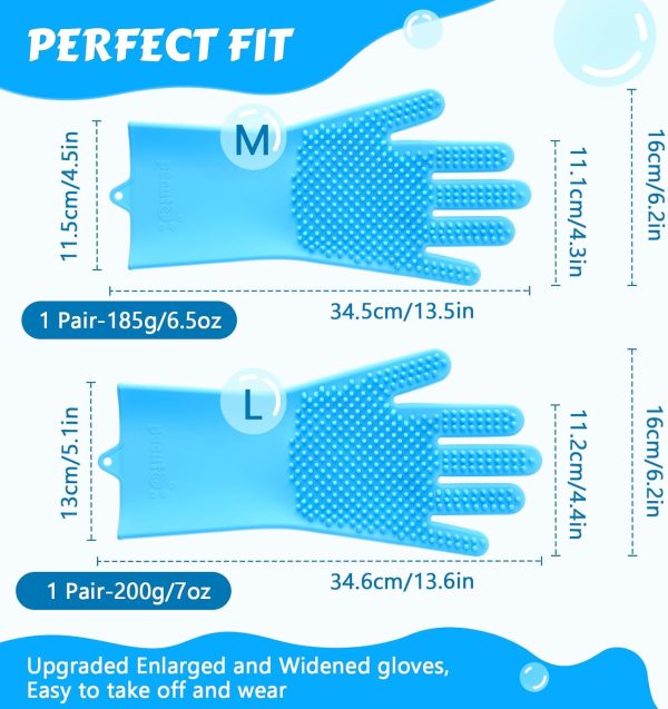 Pecute Pet Grooming Gloves - Heat Resistant Silicone Gloves with High-Density Teeth, Enhanced Five Finger Design for Bathing and Massaging Dogs and Cats, Blue - Image 6