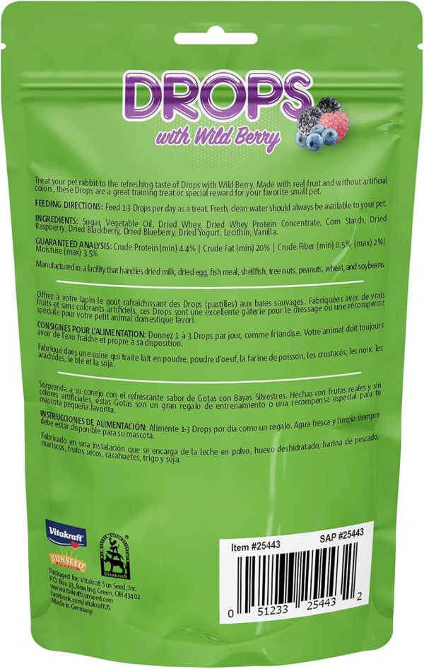 Vitakraft Drops Rabbit Treat - Wild Berry - Yogurt Treats for Rabbits Purple 5.3 Ounce (Pack of 1) - Image 2