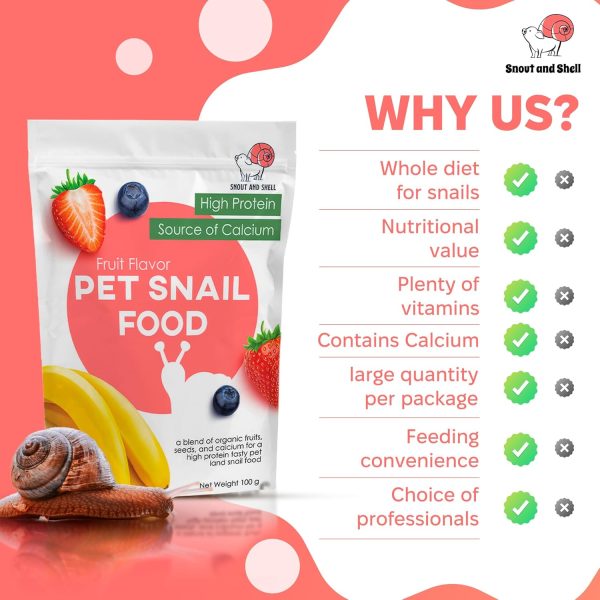 Snout & Shell Vegetable Flavored Pet Land Snail Food - Tasty High-Protein, Calcium Blend for Snails, Easy Addition to Your Garden Snails Terrarium or Snail Habitat - Image 5