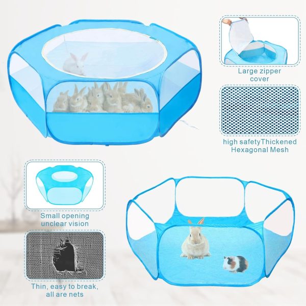 XIRGS Small Animal Playpen, Pet Playpen for Cat/Rabbit/Hamster/Guinea Pig/Bunny/Ferret/Kitten Toys Chick Brooder Box Cage Tent Pop Up Play Pen with Cover, Portable Play Yard Indoor Outdoor Waterproof - Image 3