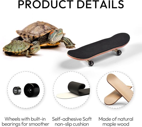 Turtle Skateboard, Mini Skateboard for Turtle with Anti-Slip Pad, Turtle Skateboard for Turtle, Toys for Turtles with Smooth Rolling Wheels, Tortoise Toys, Bird Toys - Image 2