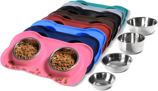 Hubulk Pet Dog Bowls 2 Stainless Steel Dog Bowl with No Spill Non-Skid Silicone Mat + Pet Food Scoop Water and Food Feeder Bowls for Feeding Small Medium Large Dogs Cats Puppies (S, Pink) - Image 8