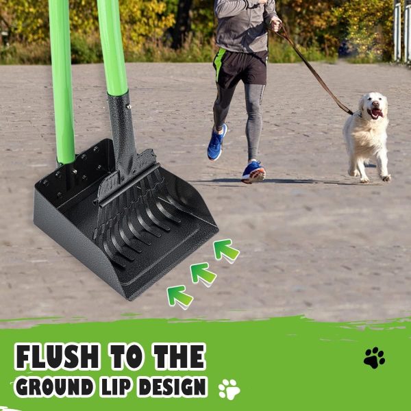 MXF Pooper Scooper, Dog Pooper Scooper Long Handle Stainless Metal Tray and Rake Set for Medium Small Dogs Heavy Duty - Use on Grass, Dirt or Gravel - Pet Supplies (Green) - Image 4