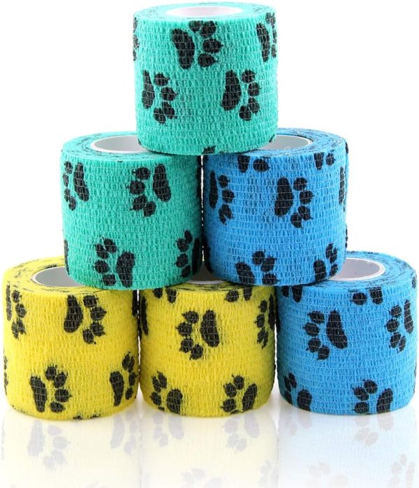 AUPCON Vet Wrap Cohesive Bandages Bulk Self Adhesive Bandage Wrap Self Adherent Wrap Non-Woven for Dogs Pet Animals & Ankle Sprains & Swelling 2 Inch x 5 Yards (2 Inch Claw)