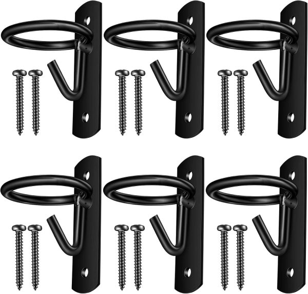 Dunzy 6 Pcs Bucket Hooks for Horses Equestrian Bucket Hook Metal Water Bucket Hangers Horse Stalls Feed Bucket Barn Farmhouse Supplies (Black)