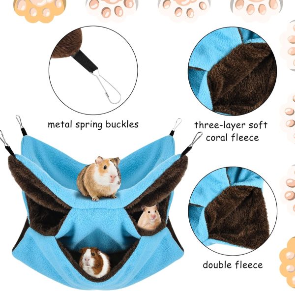 XINRUI 3 Tier Ferret Rat Hammock,Guinea Pig Cage Accessories,11.8x11.8Inches,Pet Cage Hanging Bunkbed Hammock for Small Animals,GuineaPig,Ferret,Kitten,Squirrel,Chinchilla,Rat,Parrot - Image 3