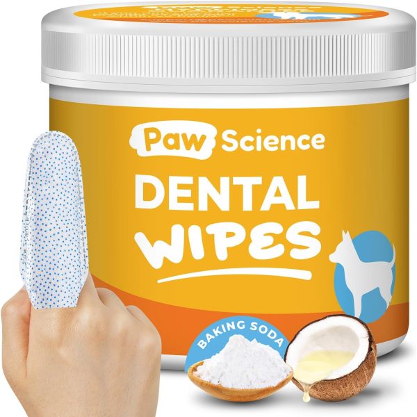 Dog Teeth Cleaning Wipes - Pet Dental Finger Wipes for Dogs - Toothbrush and Tooth Brushing Kit - Freshen Breath, Cleaner Mouth