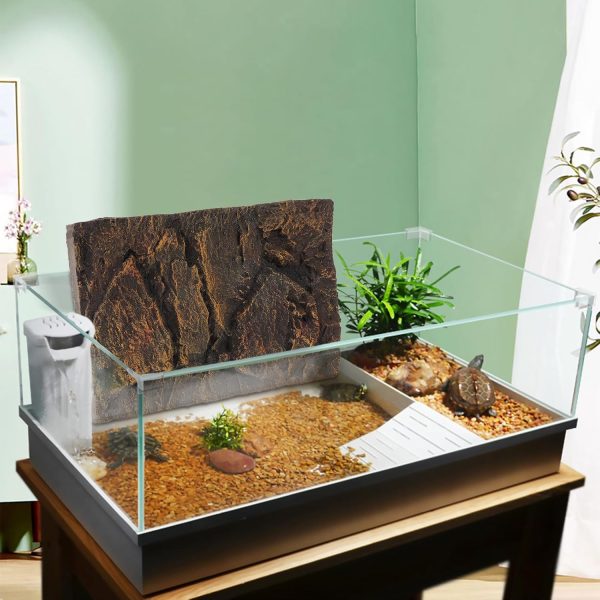 Balacoo Reptile Terrarium Background 3D Rock Stone Background Decorations Backdrop Habitat for Fish Tank Reptiles Amphibians Turtles, PU623, G56MNHK1047KC76J0176NSEKP, 45x28x3.5cm - Image 3