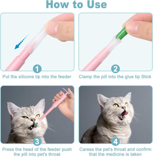 Pet Pill Dispenser, Pet Piller Gun Oral Tablet Capsule, Pet Piller Soft Tip Tablet Silicone Pusher Pill Feeder for Cats, Dogs, and Small Animals. - Image 4