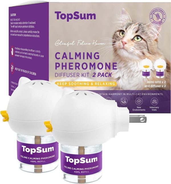 Cat Pheromones Calming Diffuser: Premium Pheromone Diffuser for Cats - Cat Pheromones Diffuser - Cat Calming Diffuser - Cat Calming Pheromone Diffuser, 2 Pack (Purple)