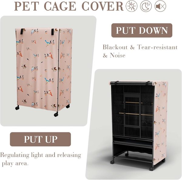 Tchvt Nighttime Bird Cage Covers - with Zipper Panel Blackout Birdcage Cover for Winter Universal Breathable Large Pet Cage Cover for Bird (Bird Designs, 19x19x40 inch) - Image 3