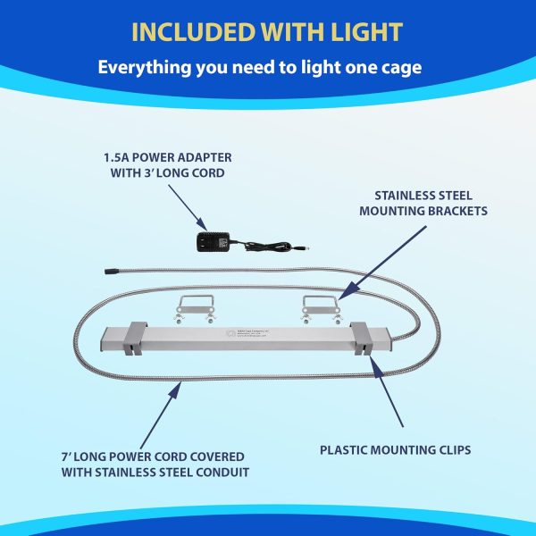 HappyBird Lighting Bird Cage Light with Chew Guard - Full Spectrum LED Pet Light - Simulates Natural Environment - Safe for Hookbill Birds – Easy to Install - (18" Long) - Image 3