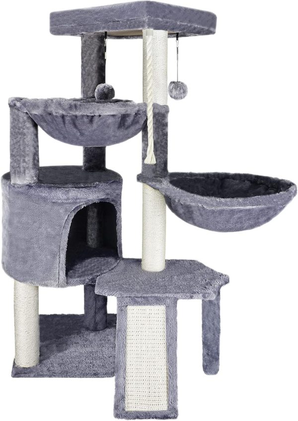 Xin Three Layer Cat Tree with Cat Condo and Two Hammocks,Grey - Image 8