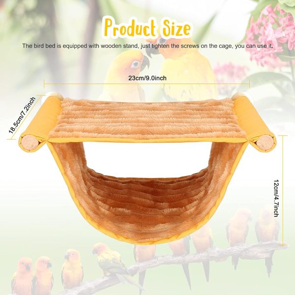 BWOGUE Winter Warm Bird Nest Bed Hanging Hammock Snuggle Hut Parrot House Tent Toy Bird Cage Perch for Parakeet Budgies Cockatiels Lovebird Cockatoo Finch Hamster Chinchilla Guinea Pig(Medium, Yellow) - Image 2