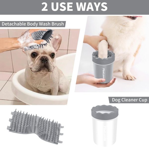 Comotech Portable Pet Paw Washer and Foot Cleaner with Silicone Brush, 3 Absorbent Towels for Small Dogs (Grey) - Image 4