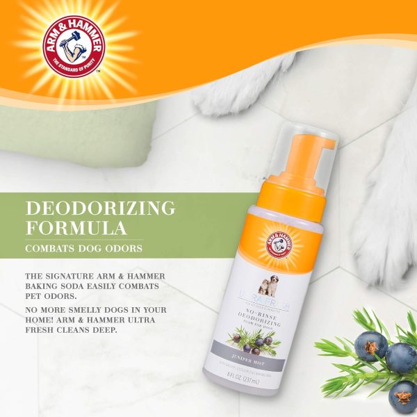 Arm & Hammer for Pets Ultra Fresh Dog Deodorizing Foam, Juniper Mist Scent - No Rinse Waterless Dog Shampoo for Smelly Dogs, Pet Deodorizer, Bathing Supplies, 8 Fl Oz - Image 3