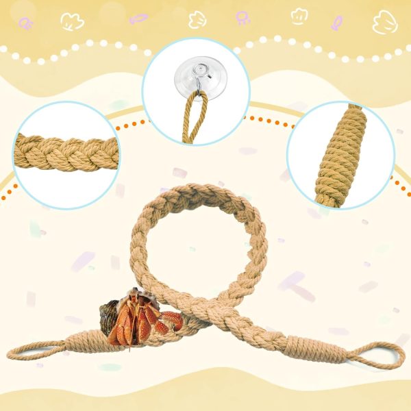 2PCS Hermit Crab Climbing Toys,Hermit Crab Rope Ladder Decor Reptile Hanging Vines Toys Hermit Crab Supplies Reptiles Habitat Tank Terrarium Accessories for Lizard Leopard Gecko Tree Frog(Flaxen) - Image 3