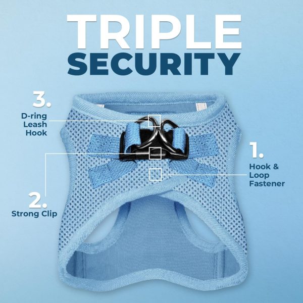 Voyager Step-in Air Dog Harness - All Weather Mesh, Reflective, No Pull Harness for Small, Medium Dogs, Cats - Secure with Hook & Loop Fastener, Buckle, Double D-Rings - Baby Blue, M - Image 2