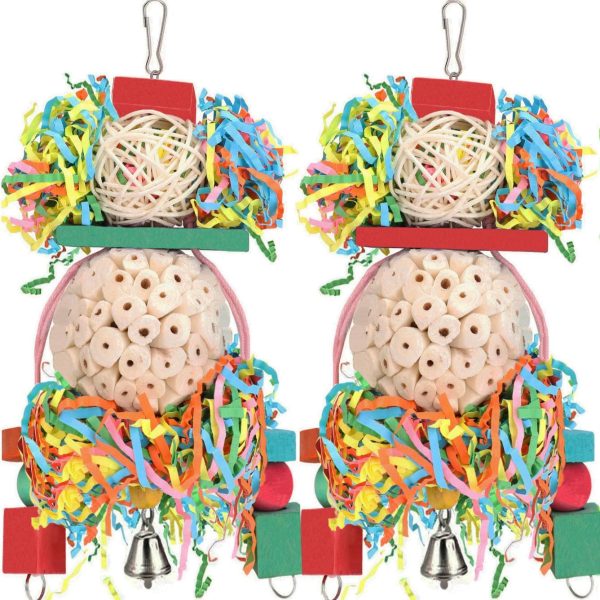 BBjinronjy Bird Toys,2PCS Conure Toys Hanging Natural Soft Sola Ball Beak Chew Shred Forage Toys for Parrots,Cockatiel,Conure,Love Birds,Parakeets,Budgie and Other Small Birds