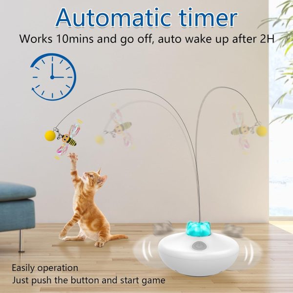 Interactive Cat Toys Cat Exercise Tumbler, Rechargeable Cat Toys for Indoor Cats Spin Butterfly Game Teasing Kitty, Extra Long Feather Wand (P33 cat Toys) - Image 2