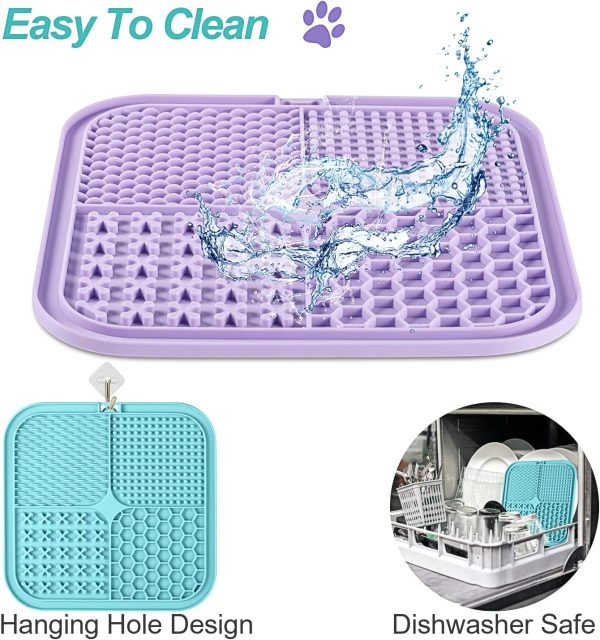 LUKITO Lick Mat for Dogs & Cats 2 Pack with Suction Cups, Dog Lick Mat for Anxiety Relief, Dog Toys to Keep Them Busy, Peanut Butter Licking Pad for Boredom Reducer, Perfect for Bathing Grooming - Image 7