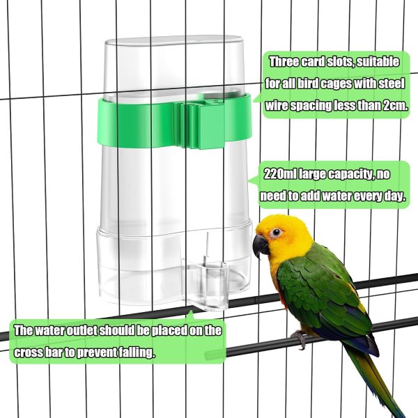 Bird Water Dispenser, Bird Cage Feeder, Parakeet Cage Accessories, 2 Pcs Automatic Bird Water Feeder for Budgies Cockatiel Lovebird Canary Finch - Image 3