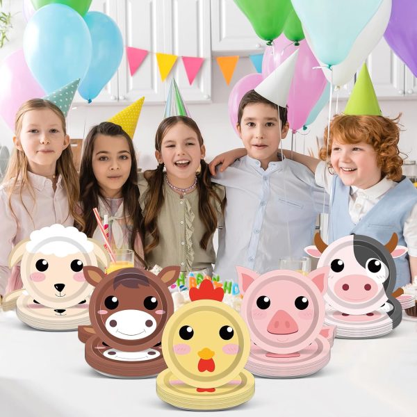 50 Count Farm Animals Party Paper Plates Farm Animal Shaped Disposable Plates Farm Birthday Plates Cake Animal Theme Party Plates for Birthday Baby Shower Farm House Fun Barnyard Animals Party Favors - Image 7