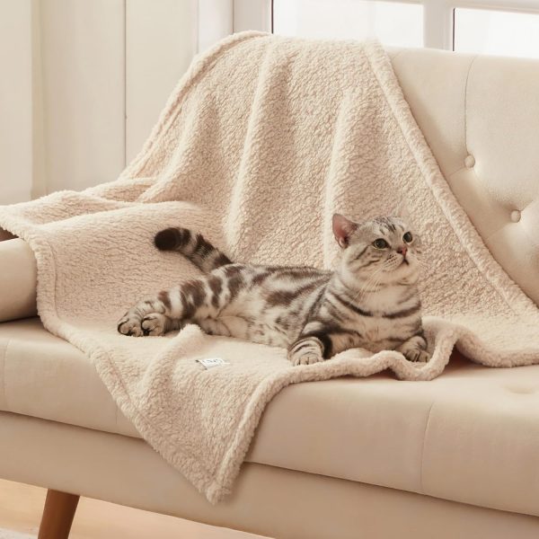 1 Pack 3 Calming Blankets Fluffy Premium Fleece Pet Blanket Soft Sherpa Throw for Dog Puppy Cat Beige Small (23" x16'') - Image 7