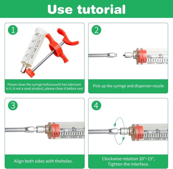 2 Pieces Goat Syringe with 4 Drench Nozzle Adjustable Dosage ,Reusable Drench Syringe for Sheep ,Dog,Goat,Pig, Cat Feeding Supplies(20ML) - Image 7