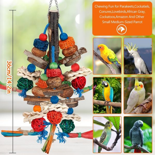 Bird Toys,Parrot Toys Exciting Chewing Fun for Parakeets,Cockatiels,Conures,Lovebirds,African Gray Cockatoos Amazon And Other Small Medium-Sized Parrot Natural Corn Cob Sturdy Nut (old bark) - Image 6