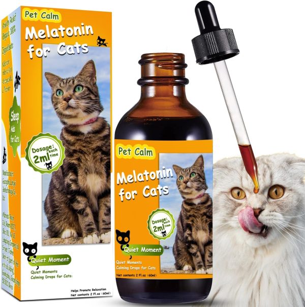 Tetra Cat Melatonin, Melatonin for Cats Calming, Anxiety & Stress Relief, Effective Cat Sleep Aid Safe for Cats & Kittens, 60Ml Cat Sedative for Sleep, Grooming, Separation Anxiety