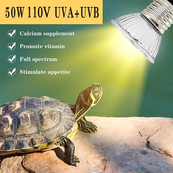 Turtle Heat Lamp Tortoise Bulb: 4-Pack 50W UVB Reptile Heating Bulb for Lizards, Snakes, Aquarium Aquatic Reptile Amphibian - Terrarium Heat Lamps and Habitat Lighting for Pet Supplies - Image 2