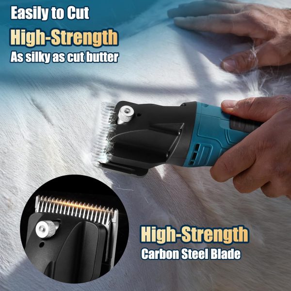 Cordless Electric Professional Horse Clippers,Horse Clippers with 2 PCS Rechargeable Lithium Battery,6 Speeds Heavy Duty Animal Grooming Clippers for Thick Coat - Image 5