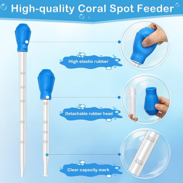 5 in 1 Aquarium Coral Feeder Kit, Luxiv 2 Pcs 60ml and 30ml Aquatic Reef Feeding Dropper with 10in Extender Pipe, 2 Pcs Stainless Steel Straight and Curved Aquarium Tweezers for Feeding Tong (Black) - Image 3